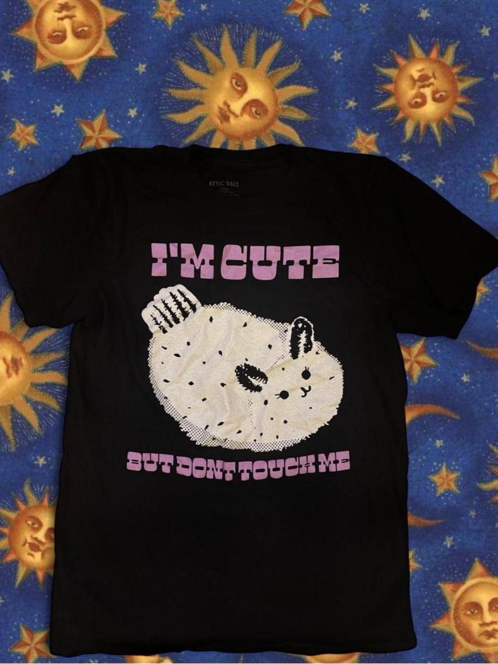 Black "I'M CUTE" Small Pets Graphic Tee in Pink & White